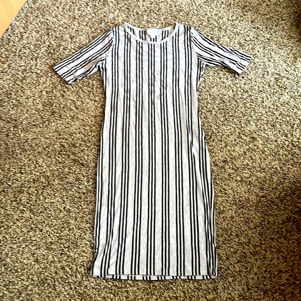 Black and Gray Striped LuLaRoe Dress